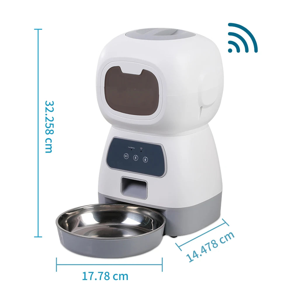 Autofeder 3.5L WiFi Smart Automatic Pet Feeder – Cat & Dog Food Dispenser with App Control, Voice Recorder, Stainless Steel Bowl, Timer Feeding, Dual Power Supply