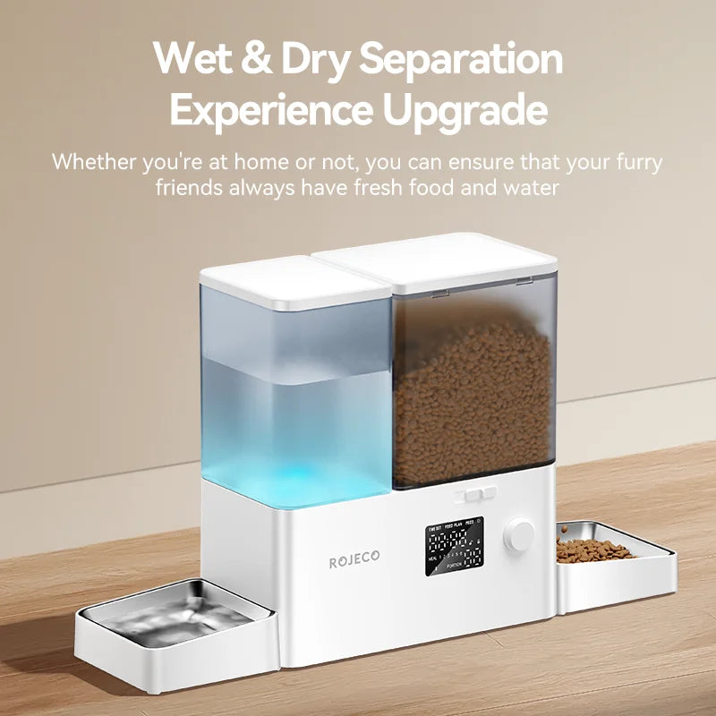 Automatic Pet Feeder Water Fountain 8.5L Button Version Pet Food Dispenser Water Refill 2 in 1 Drinking Feeding Supplies