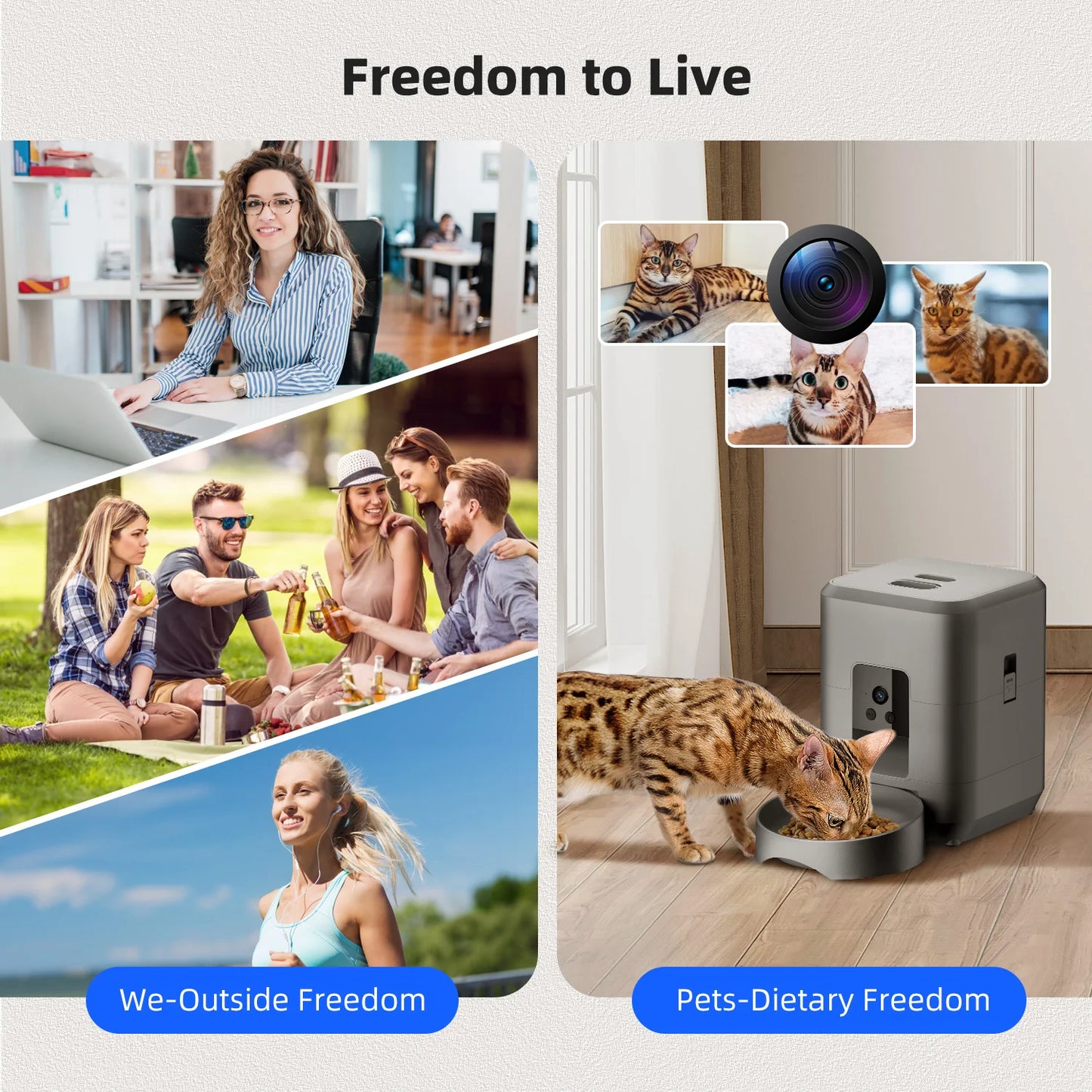 Smart Automatic Pet Food Feeder 2L ( WIFI + APP + CAMERA )
