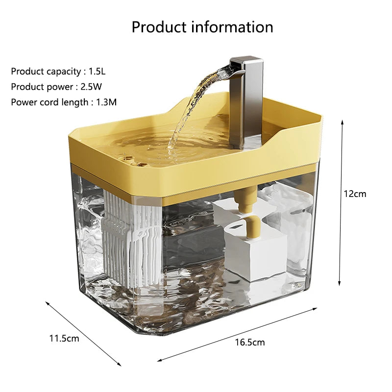 Transparent Automatic Pet Water Dispenser – Plug-In Smart Circulating Fountain for Cats & Dogs, Smooth Flow, Battery/USB Powered