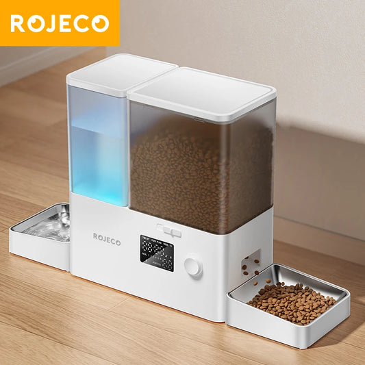 Automatic Pet Feeder Water Fountain 8.5L Button Version Pet Food Dispenser Water Refill 2 in 1 Drinking Feeding Supplies