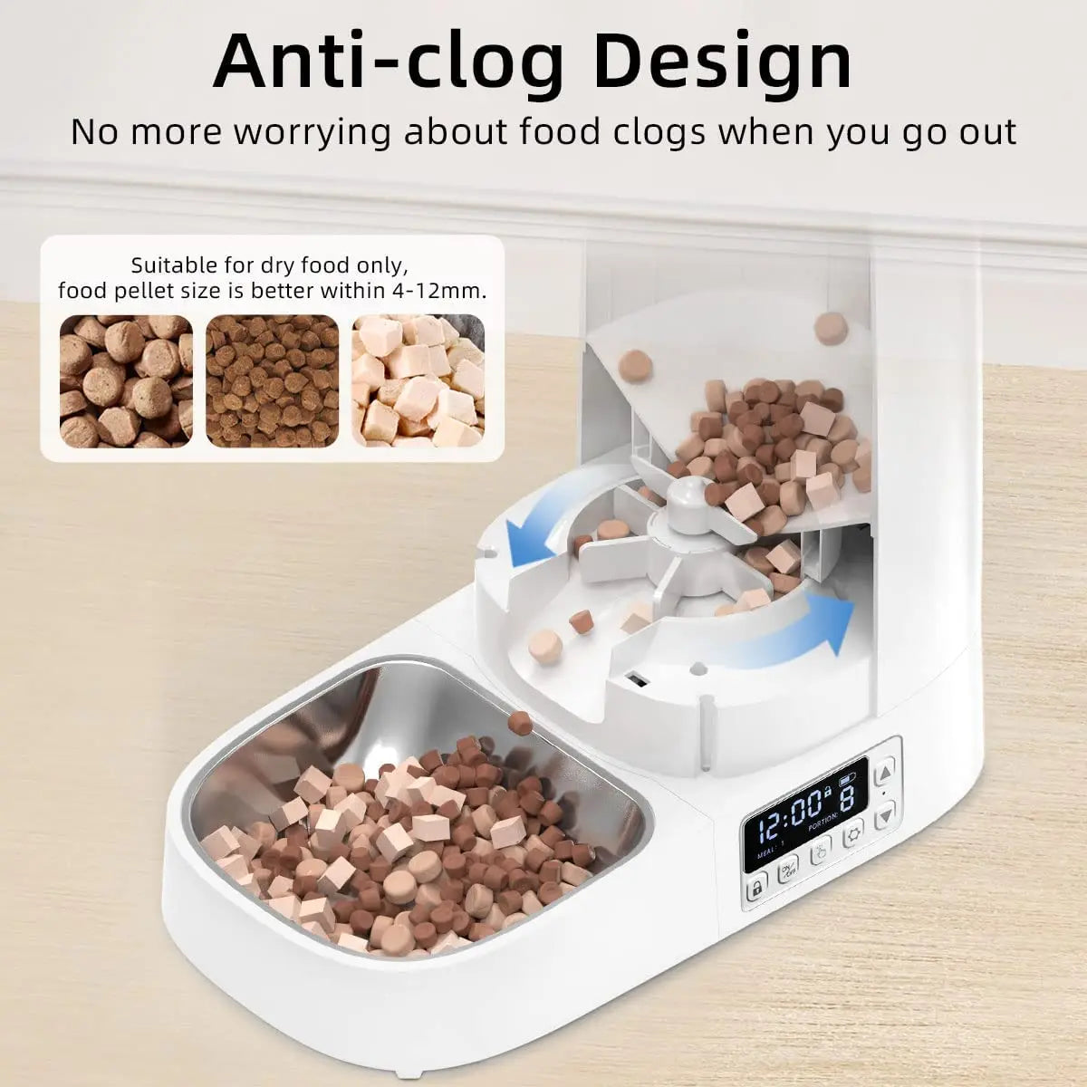 4L Automatic Cat & Dog Feeder – Smart Programmable Kibble Dispenser with LCD Screen, 6 Meals Daily, Battery & USB Power, Button Control