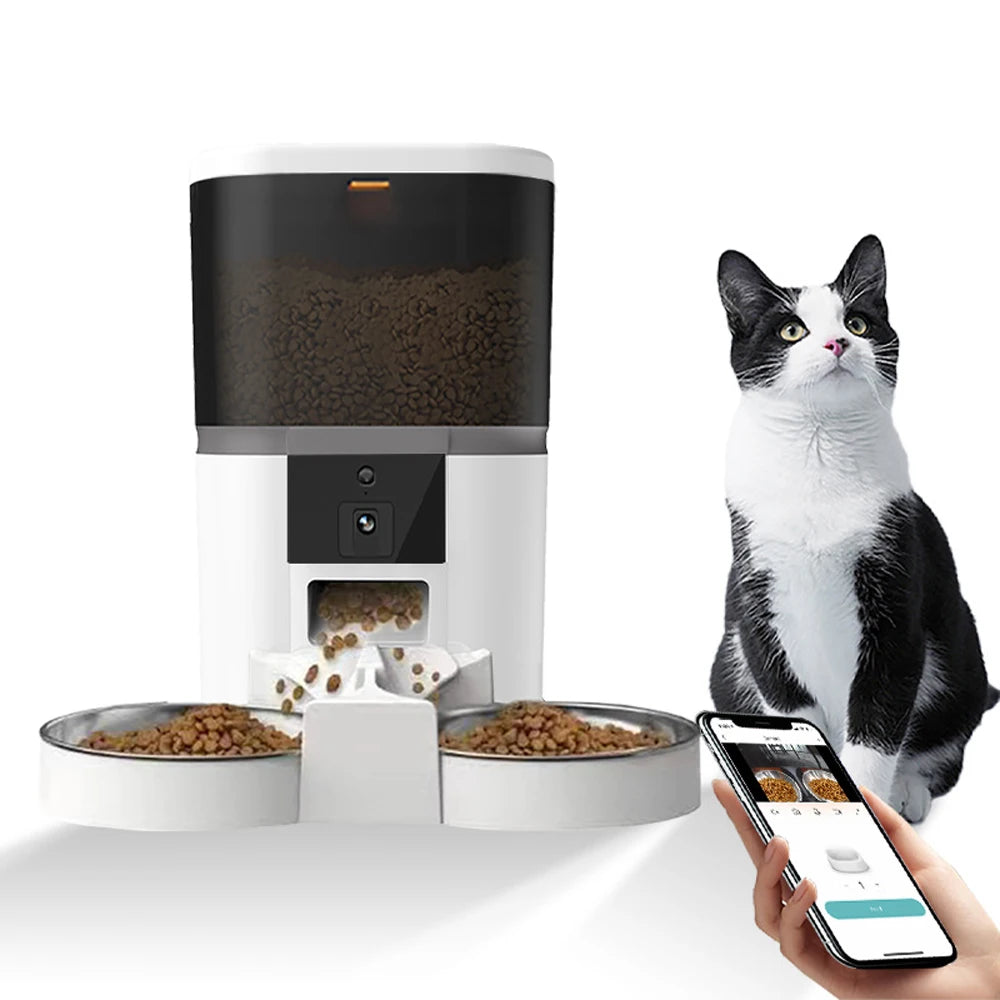 Smart Pet Feeder Double Bowl & Single Bowl 4L ( APP + CAMERA + WIFI )