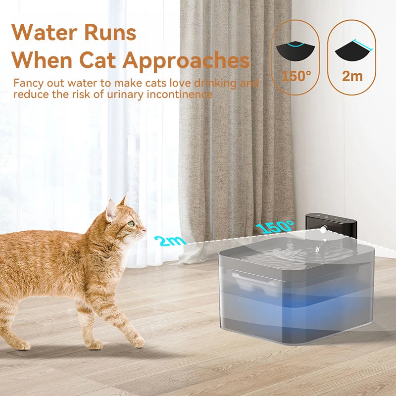 Wireless Automatic Pet Water Fountain – 2600mAh Battery-Powered Cat & Dog Water Dispenser with Infrared Sensor, Smart Drinking Fountain for Pets