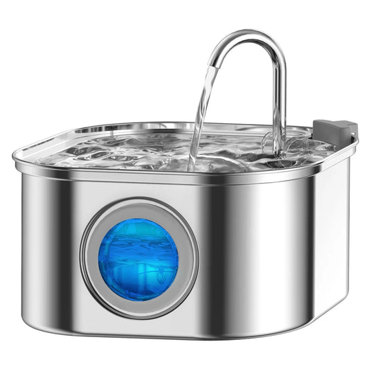 3.2L Stainless Steel Pet Water Fountain – Automatic Cat & Dog Water Dispenser with Visual Window, Quiet Smart Drinking Bowl