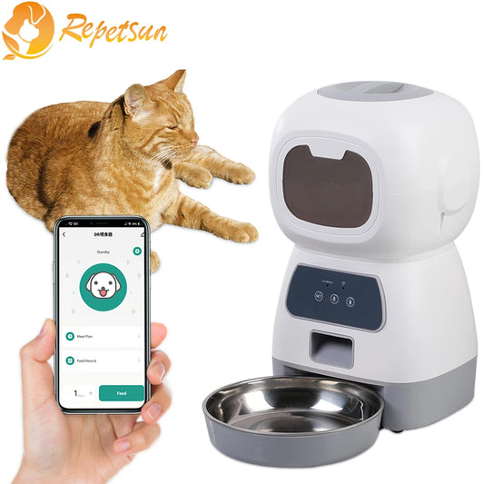 Autofeder 3.5L WiFi Smart Automatic Pet Feeder – Cat & Dog Food Dispenser with App Control, Voice Recorder, Stainless Steel Bowl, Timer Feeding, Dual Power Supply