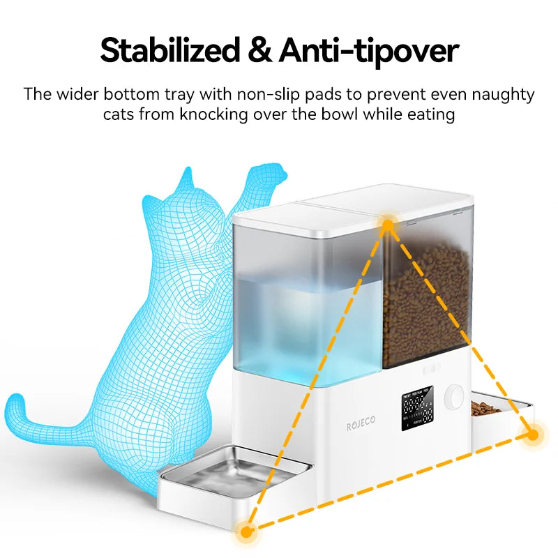 Automatic Pet Feeder Water Fountain 8.5L Button Version Pet Food Dispenser Water Refill 2 in 1 Drinking Feeding Supplies