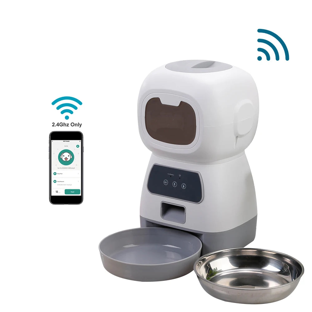 Autofeder 3.5L WiFi Smart Automatic Pet Feeder – Cat & Dog Food Dispenser with App Control, Voice Recorder, Stainless Steel Bowl, Timer Feeding, Dual Power Supply