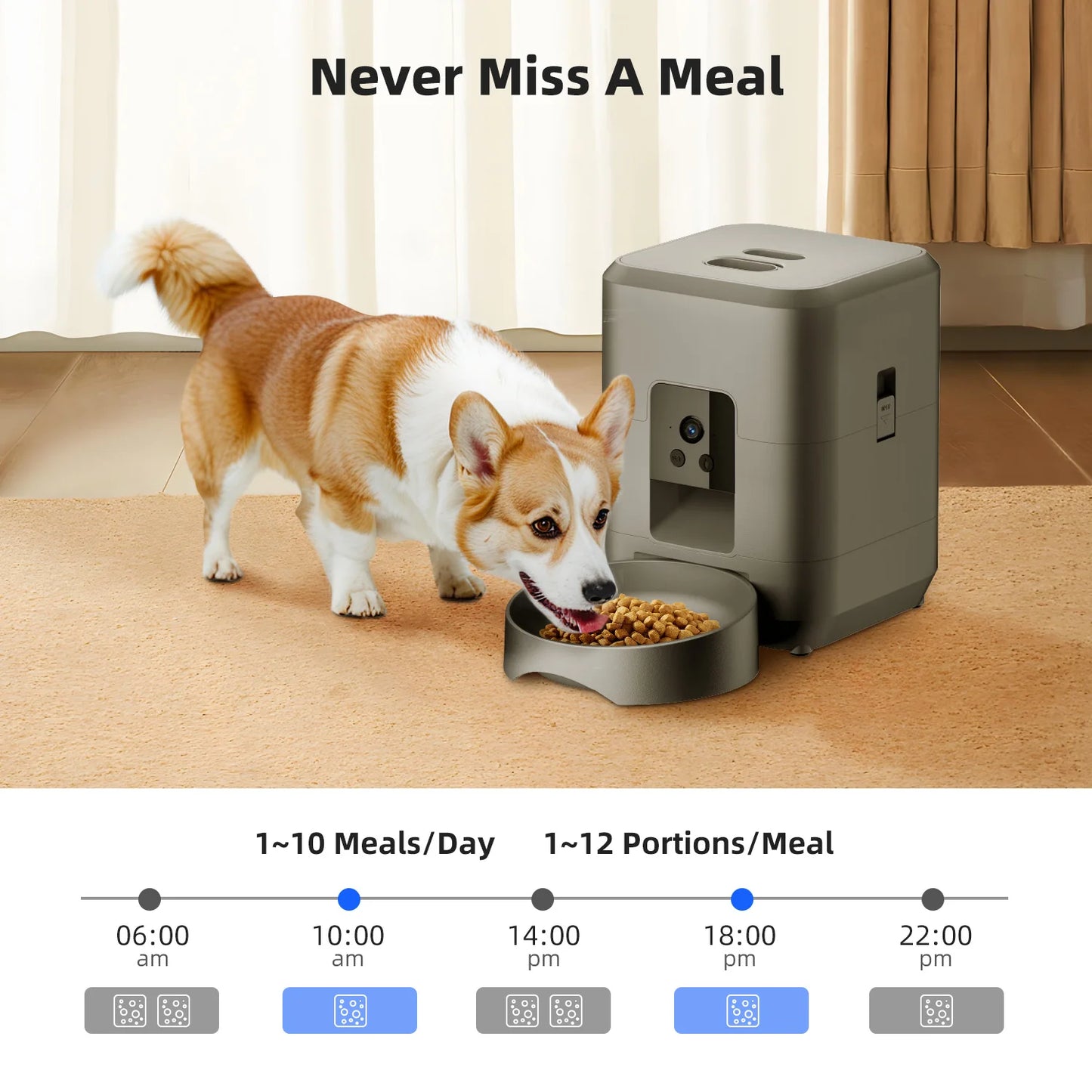 Smart Automatic Pet Food Feeder 2L ( WIFI + APP + CAMERA )