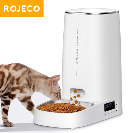 4L Automatic Cat & Dog Feeder – Smart Programmable Kibble Dispenser with LCD Screen, 6 Meals Daily, Battery & USB Power, Button Control