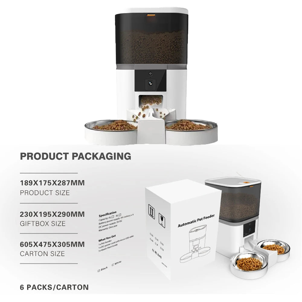 Smart Pet Feeder Double Bowl & Single Bowl 4L ( APP + CAMERA + WIFI )