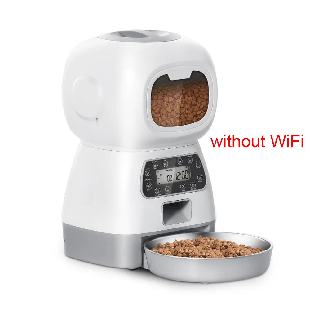 Autofeder 3.5L WiFi Smart Automatic Pet Feeder – Cat & Dog Food Dispenser with App Control, Voice Recorder, Stainless Steel Bowl, Timer Feeding, Dual Power Supply