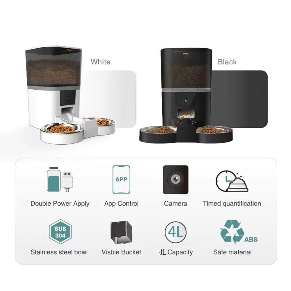 Smart Pet Feeder Double Bowl & Single Bowl 4L ( APP + CAMERA + WIFI )
